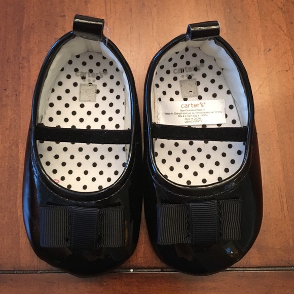Carters New black shoes size 2
