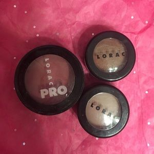 LORAC cheek stain and two eyeshadows
