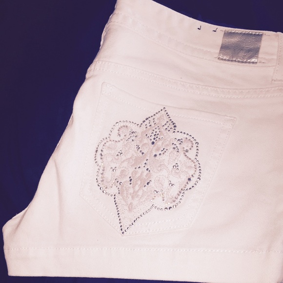 Express white denim shorts