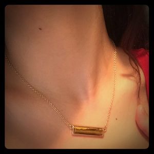 Gold and Amber Horizontal Bar Necklace