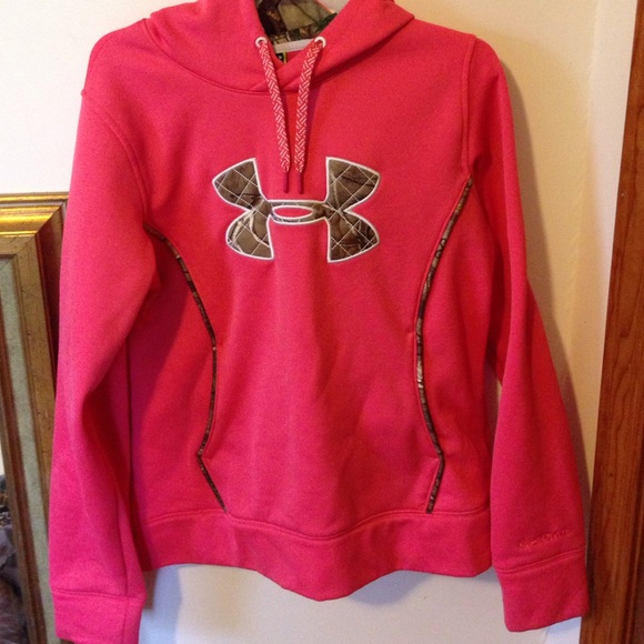 Under amour pink & camo hoodie