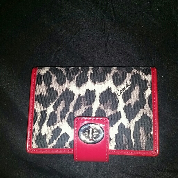 Coach Leopard print with Red Trim Card Holder
