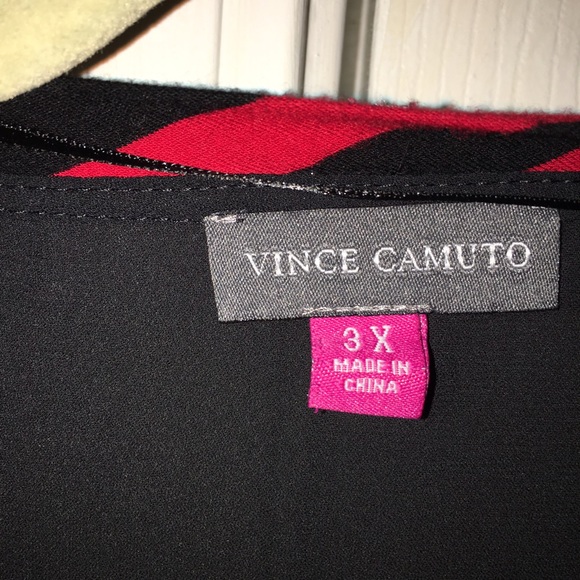 Vince Camuto Red/Black striped blouse, 3X - Picture 2 of 4