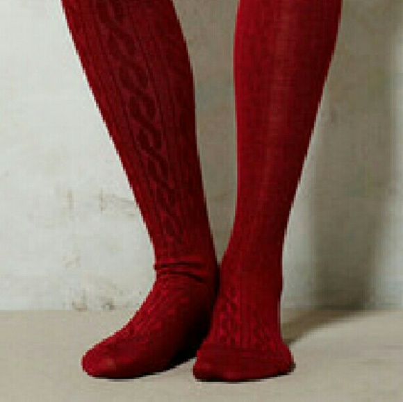 red cable knit tights