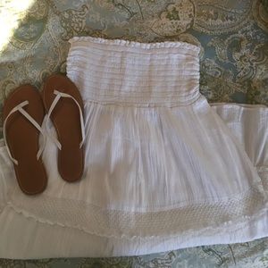 ON White Strapless Sundress + Flip Flops!