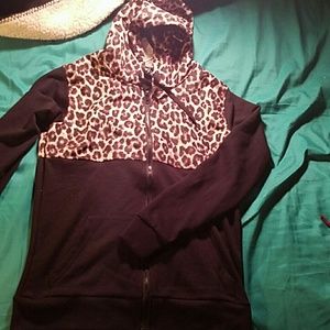 Cheetah print zip up hoodie