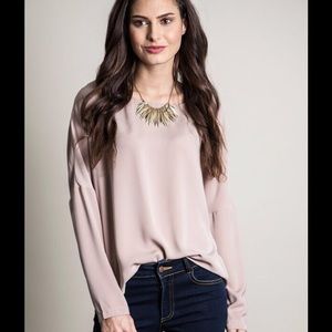Dolman Sleeve Zippered Blouse