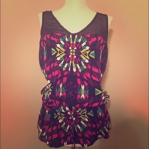 Geometric drawstring shirt