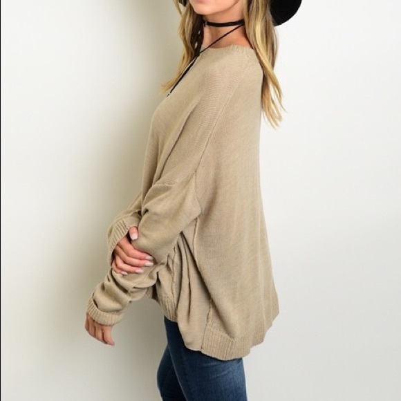 Khaki Boyfriend Pullover Sweater - Picture 2 of 2