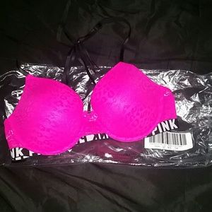 Pink VS Hot Pink Leopard print Racerback Bra