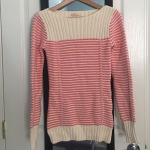 Coral/cream striped sweater