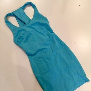 Bright blue bodycon cross back Zara dress