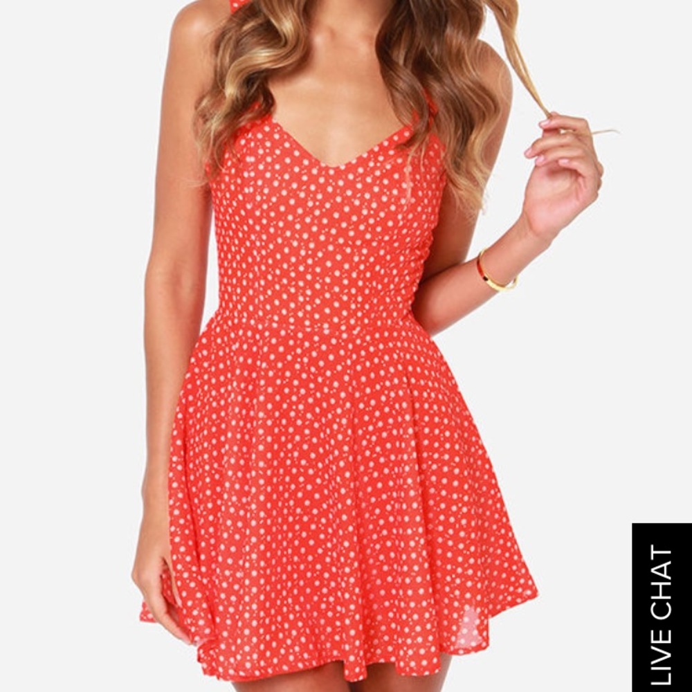 Orange open back flirty dress