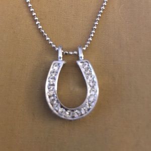 Lucky horseshoe crystal necklace silver plated