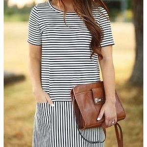 Madewell Navy and White Stripe Dress with Pocket