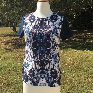 Cynthia Rowley Navy Plum and White Top XS