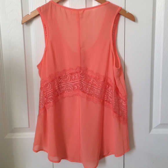 Coral button down and lace top - Picture 2 of 2