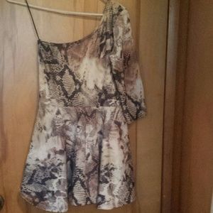 Snakeskin one shoulder dress