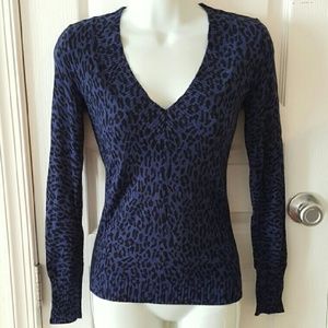 Express Blue Leopard Sweater