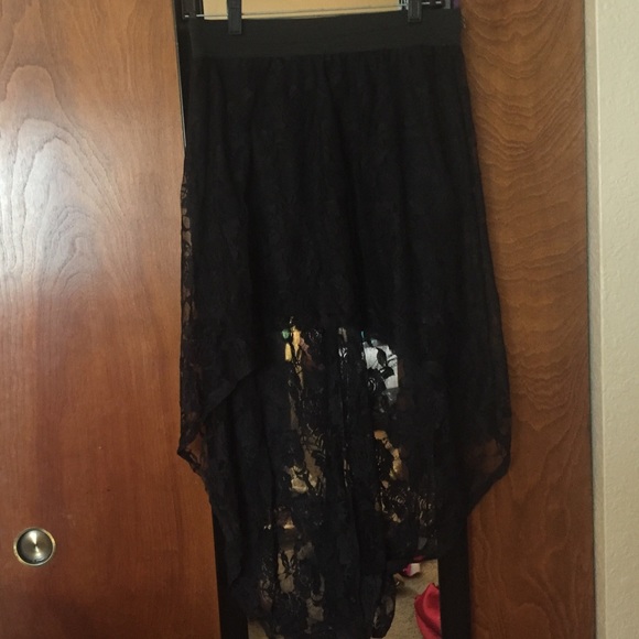 Black lace hi-low skirt