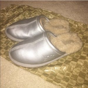 Silver ugg slipper