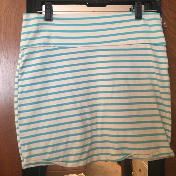 Blue and white striped skirt