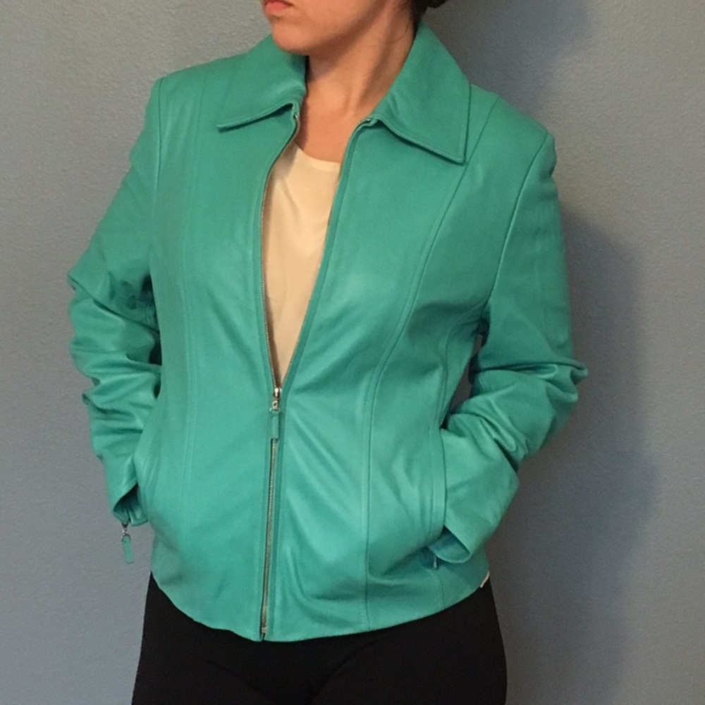Pamela McCoy faux leather jacket