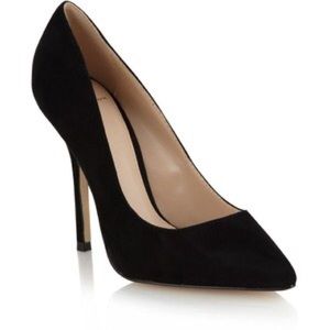 Black Heels, Pointed Toe, Faux Suede