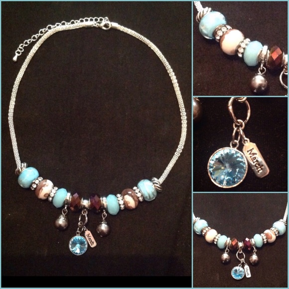 March birthday Murano bead charm necklace