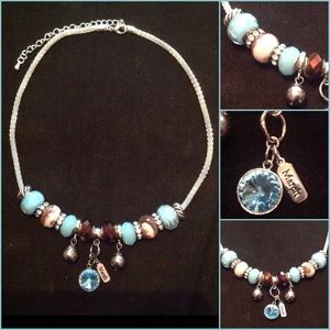 March birthday Murano bead charm necklace