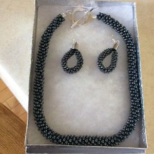 Kumihimo braided necklace and earrings.