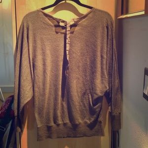 LOFT 3/4 Sleeve Light Sweater Brown Sparkly