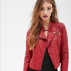 Red Faux Leather Jacket