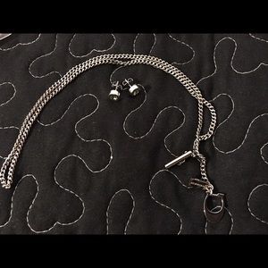 Coach silver C toggle necklace & cz earrings set💕