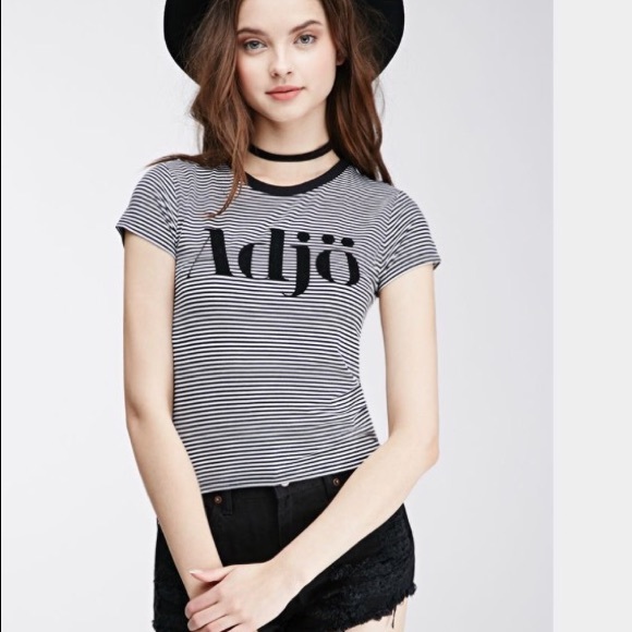 Striped Adjö Graphic Tee