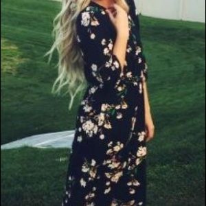 Navy and floral maxi dress