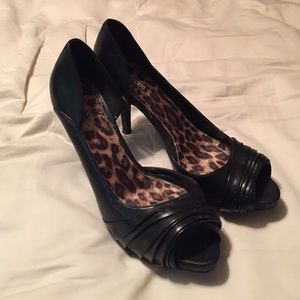 Open Toed Black Heels
