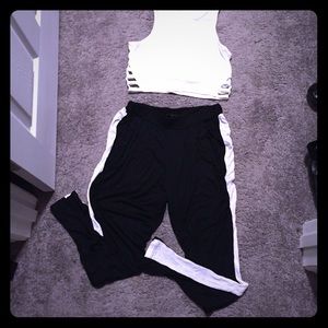 Black joggers w/white stripe down side