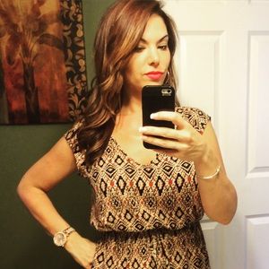 Tan, black & burgundy mini