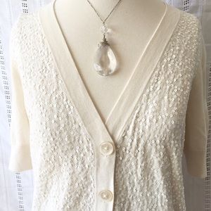 Talbots Ivory Sequin Cardigan Thin Sweater Size Small