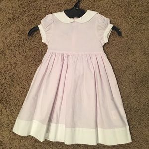 Short sleeve seersucker dress with white bow
