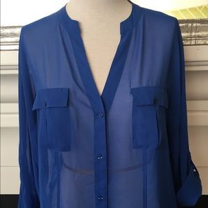 SOLD!!!!! Sheer blue button down.