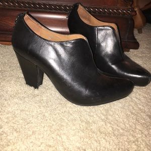 Black leather booties