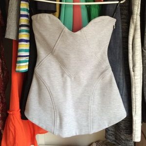 Heather gray strapless top