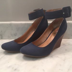 Navy wedge heel