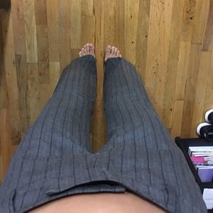 Wide flare leg grey pinstripe trousers