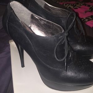 Black, platform, lace up heels