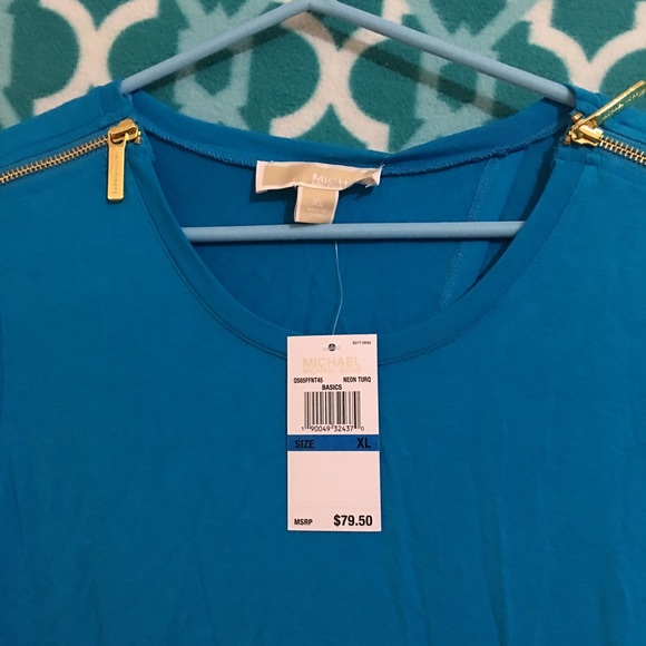 Michael Kors Neon Turquoise top - Picture 2 of 3