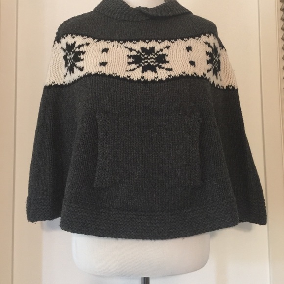 Hand Knit Gap Wool Poncho