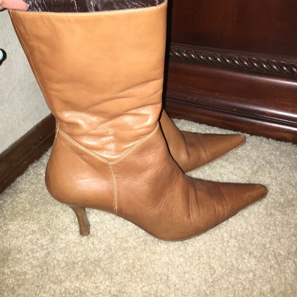Brown mid calf boots